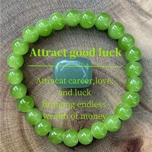 Green Beaded Bracelet for Good Luck